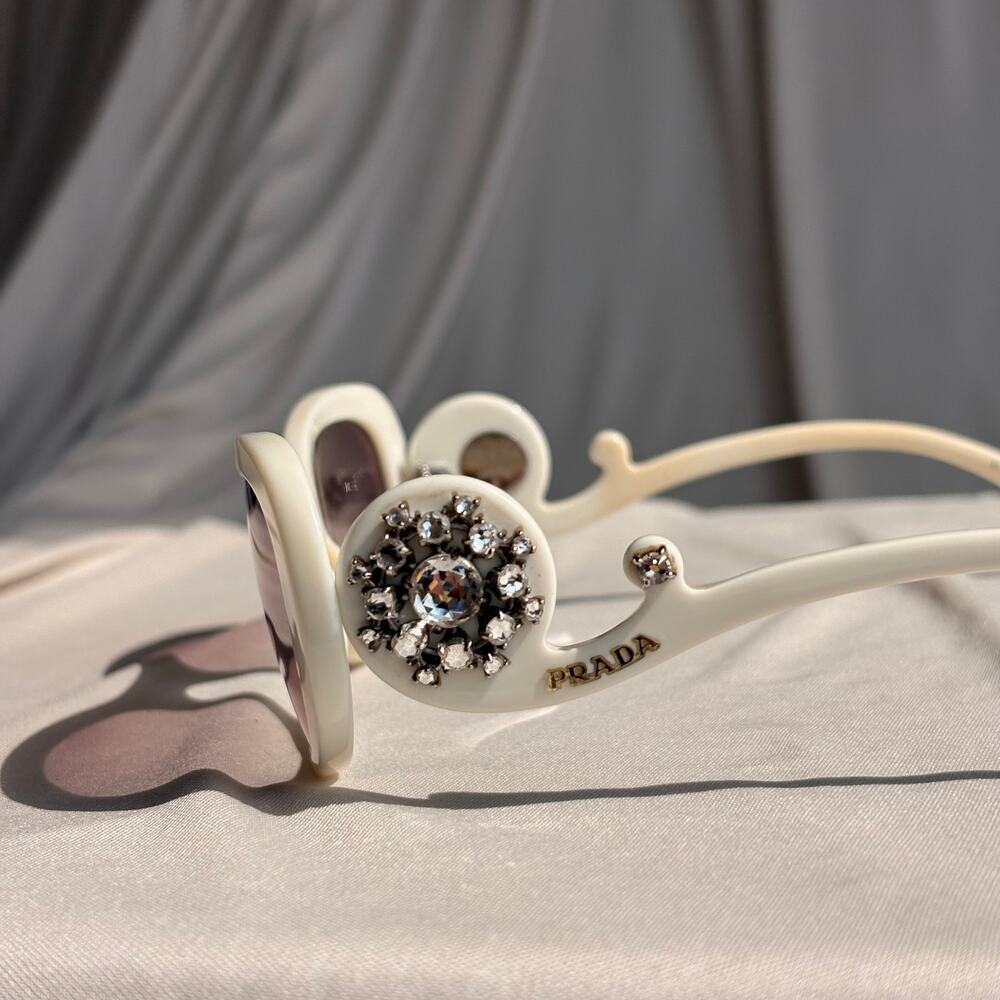 Prada Crystal Absolute Collection 33P Minimal Baroque Sunglasses White Crystal - Picture 4 of 16